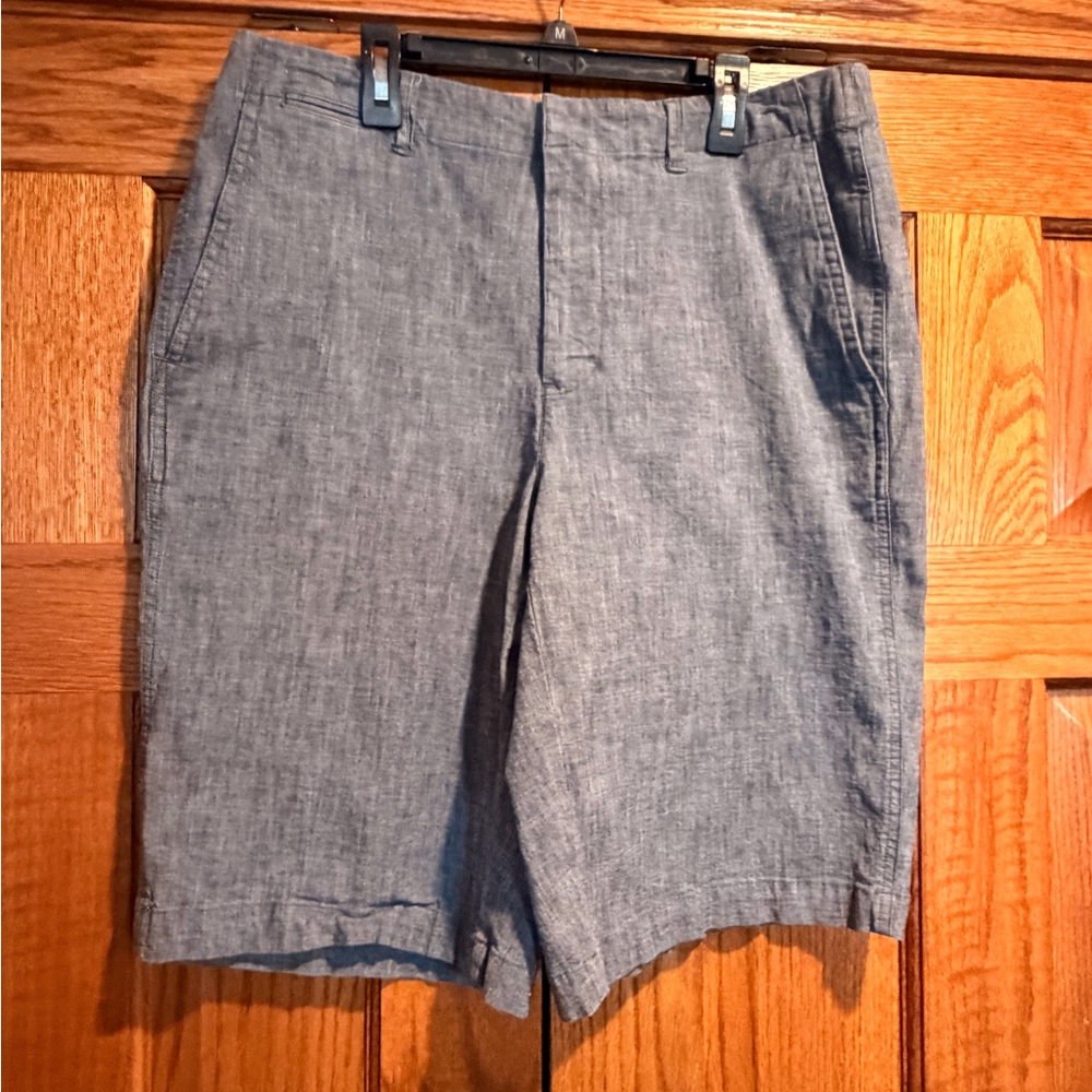 Lands' End Women’s Chambray Flat-Front Shorts - Light Blue